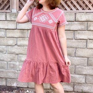 Cute boho cottage core pink dress
